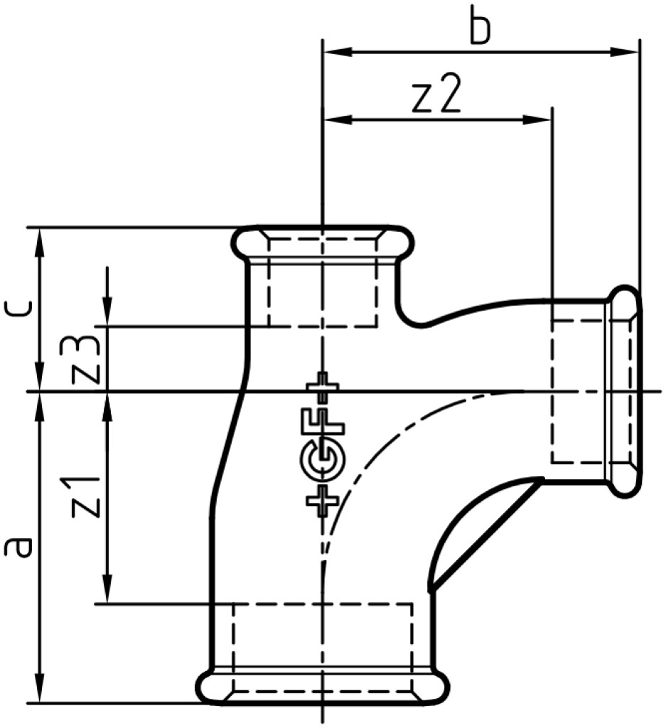 GF 131 Bogen-T 3/4 x 3/4 x 1/2" schwarz GF 131 Bogen-T 3/4 x 3/4 x 1/2" schwarz